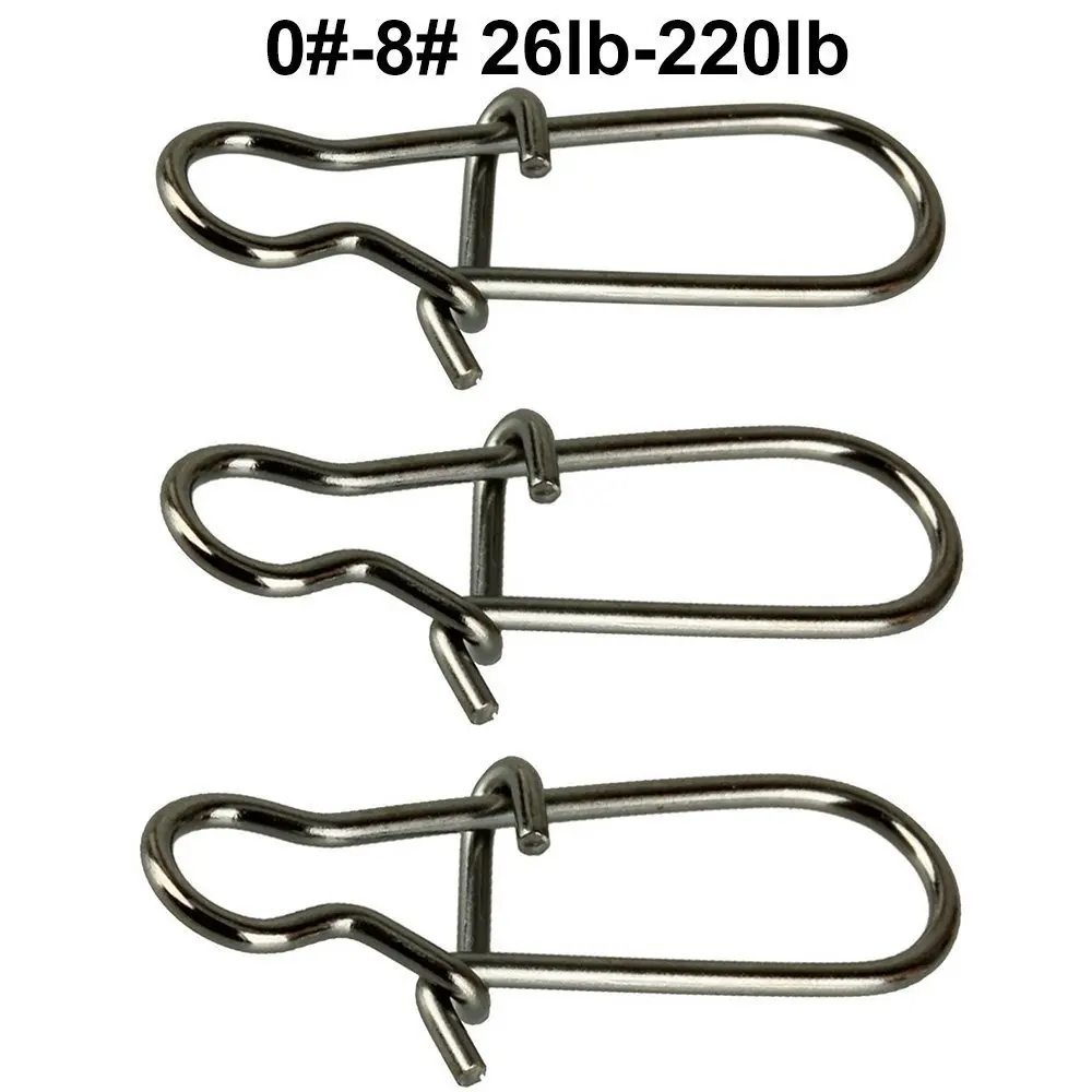 Stainless Steel Fast Clip Lock Snap Swivel Slid Rings Safety Snaps Fishing Hook Connector Tool