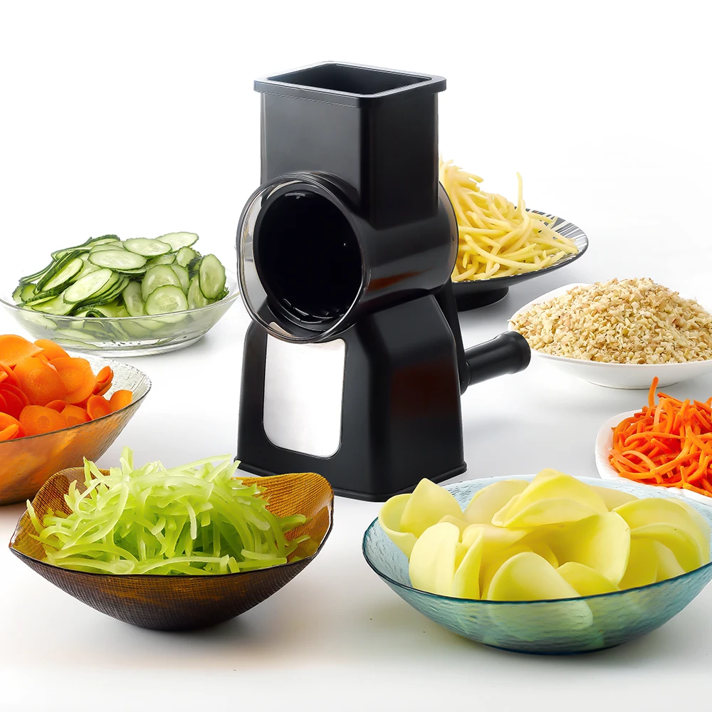 Wholesale Rotary Multifunctional Vegetable Drum Slicer Cutter with 3 Stainless Steel Blades for Kitchen