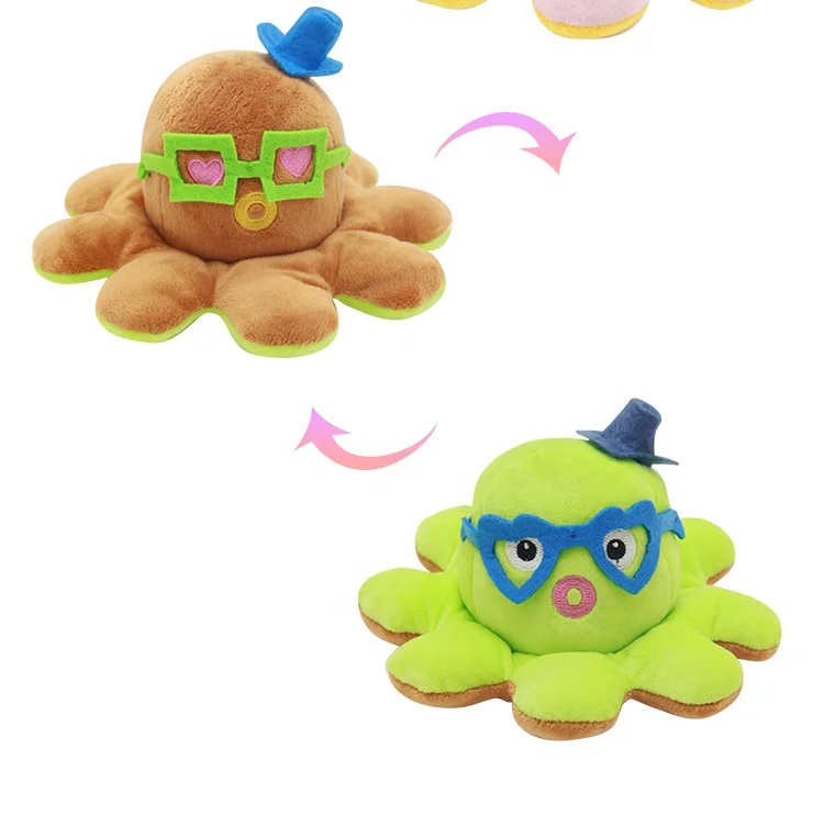 New Style Top Happy Sad Octopus Pillow  Mood Octopus  Double-Sided Flip Octopus Plush Toy