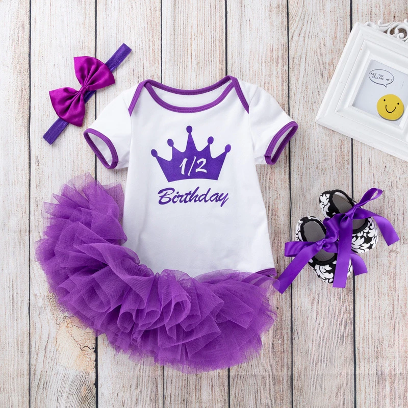 Hot sale newborn baby girl birthday dresses outfits my first birthday 1 year girl birthday party dress