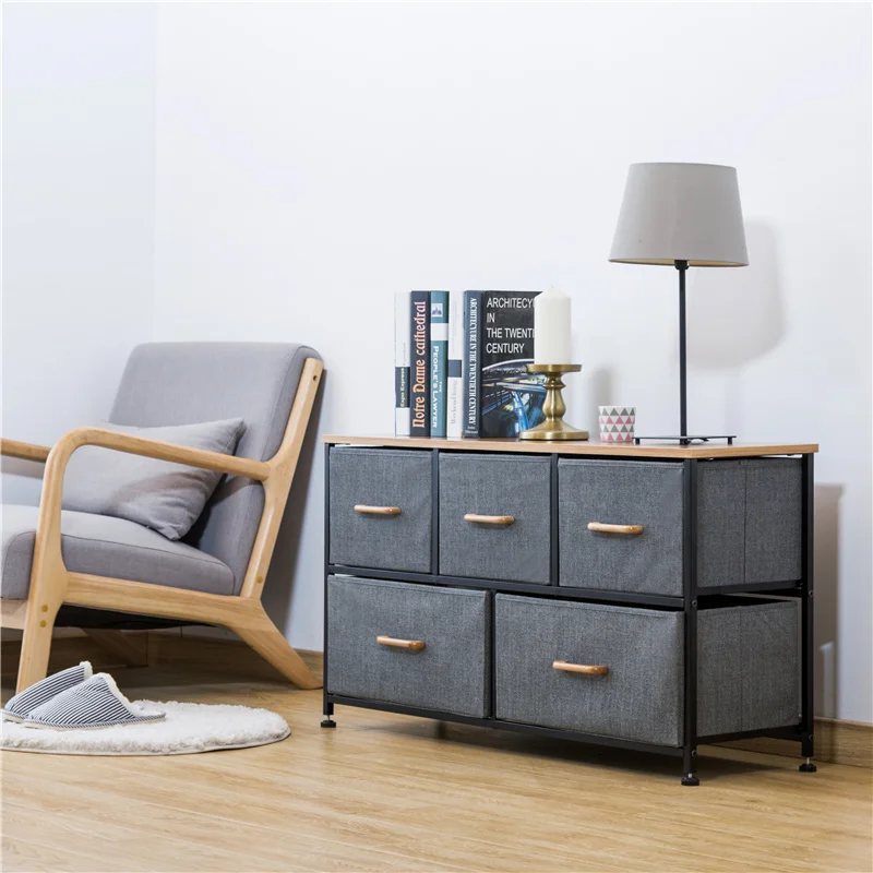 Modern Fabric Household Indoor Organizer Storage Drawers 2 Tier Drawer Dresser Storage Tower