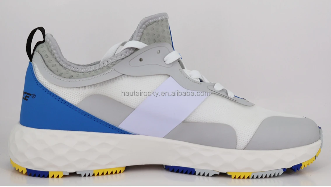 Hot sales OEM custom logo Flyknit upper lace up Mens golf shoe spikes for sports training