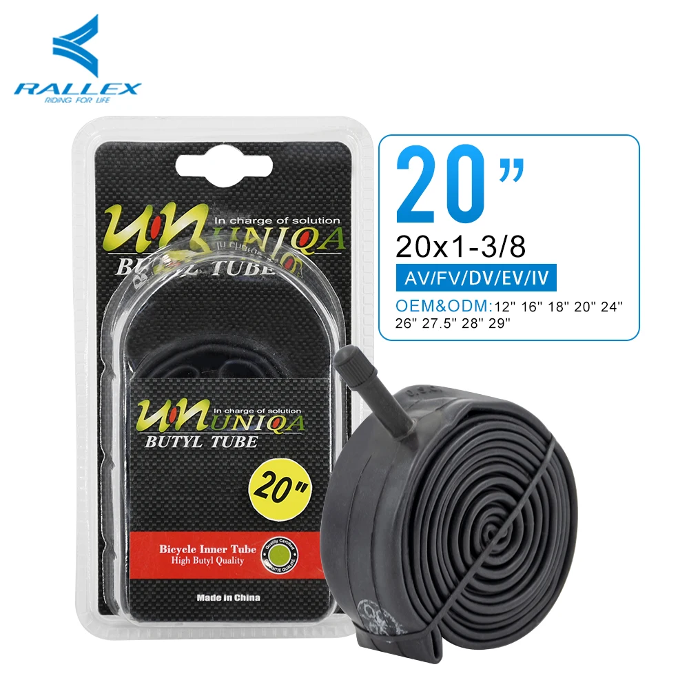 RALLEX China factory wholesale high quality butyl rubber 20*1-3/8 road mtb kids bike bicycle inner tube