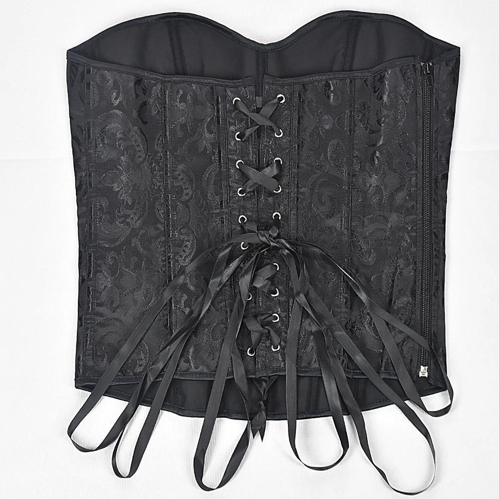 Lace Up On Back To Adjust Tightness Soft And Comfortable Side Zipper Design Plastic Bone Vintage Bustier Push UP Overbust Corset