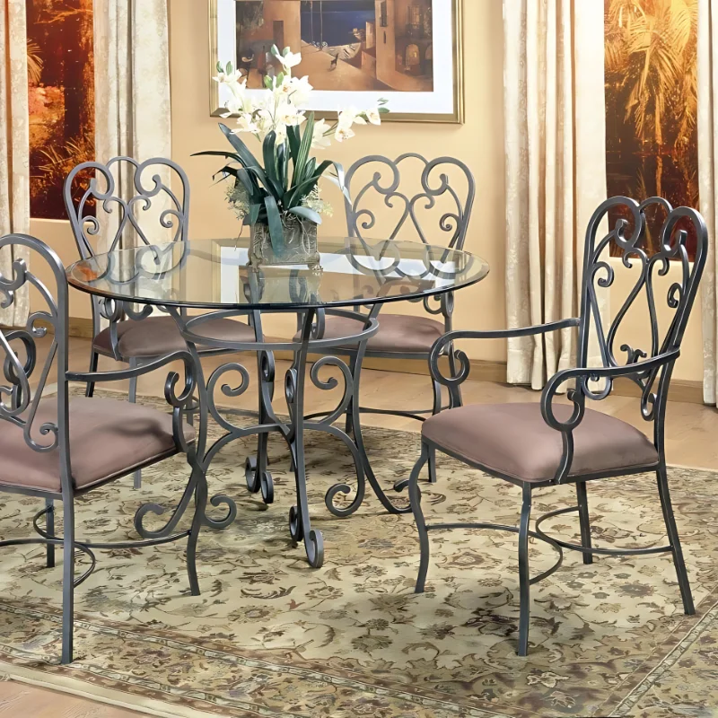 Vintage Wrought Iron Table And Chair Set For Home Indoor Outdoor Garden Furniture Set Open Rooftop Hotel And Restaurant