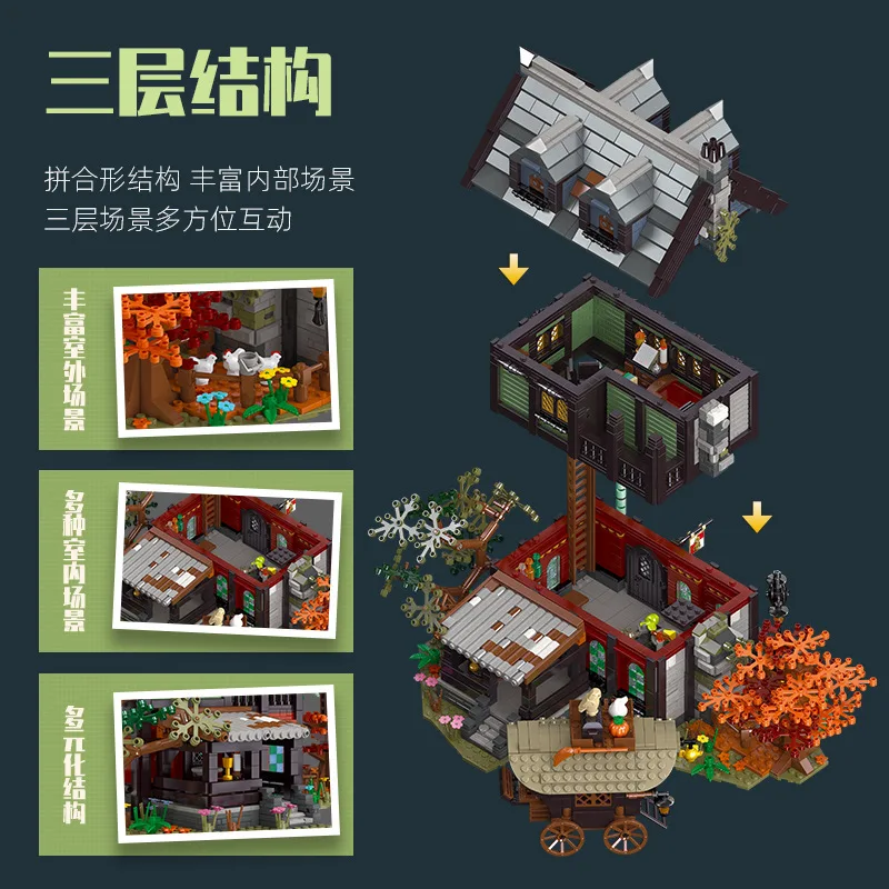 JieStar 89148 2710 шт. модульная модель дома Строительные блоки игрушки креативный эксперт Moc Street View средневековый гостиничный кирпич