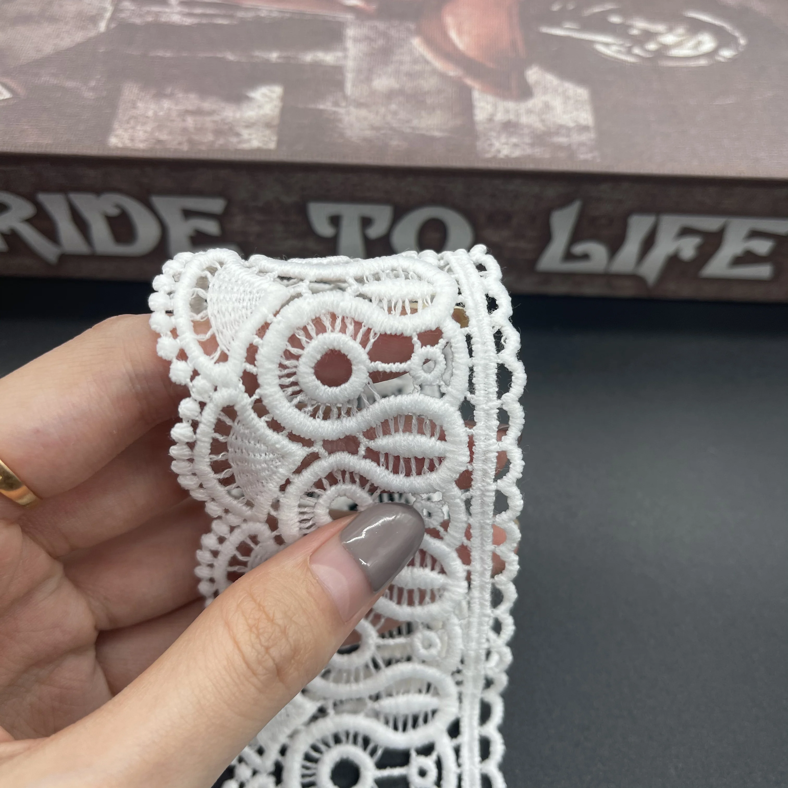 Newest design top quality  soluble embroidered mesh net lace fabric