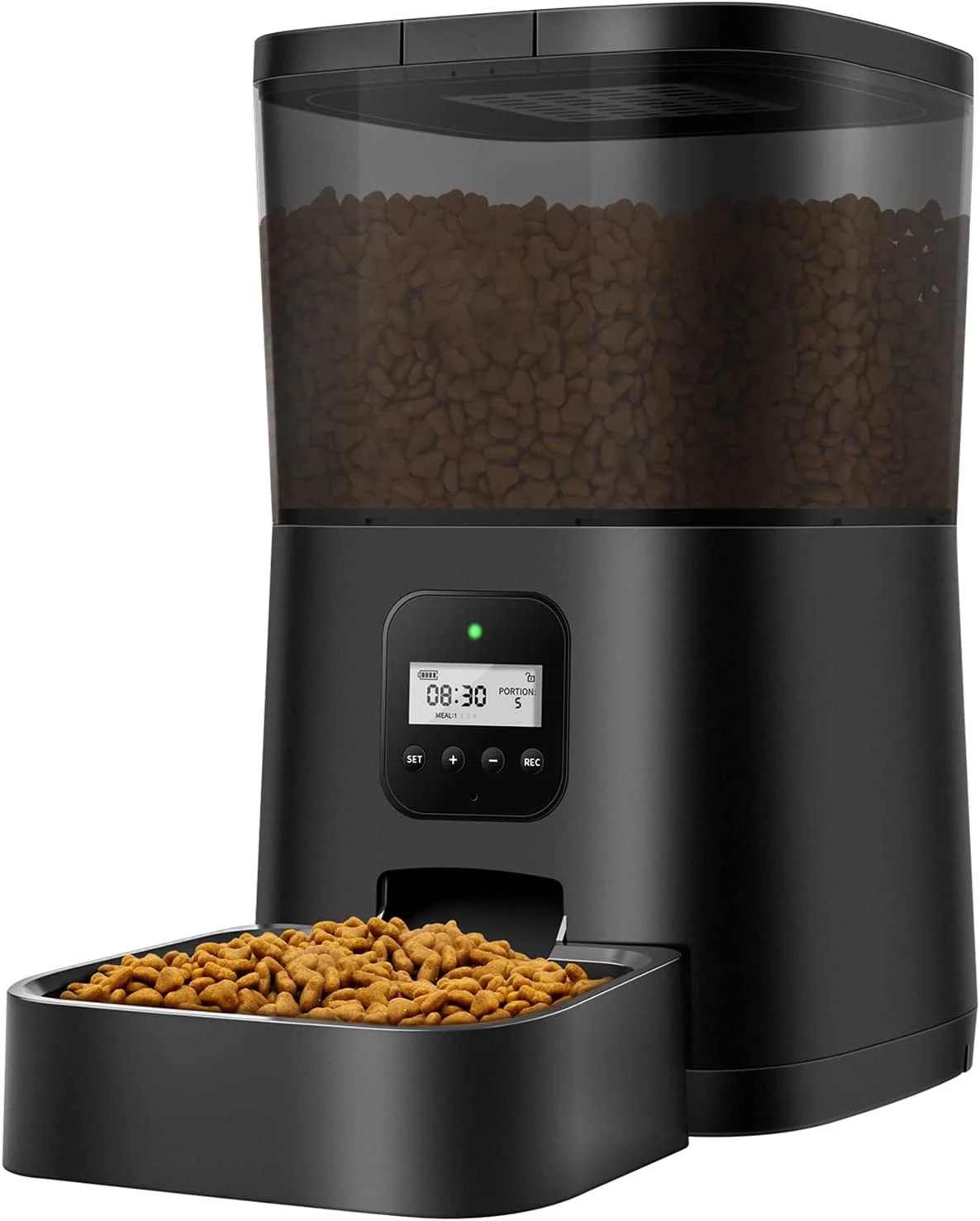 Automatic Cat Feeder,Timed Dog Feeder Pet Food Dispenser with Desiccant Bag for Dry Food,Programmable by phone & Voice Re