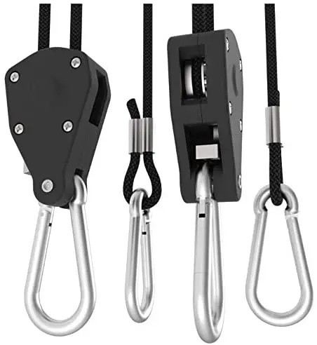
Hanshuo Heavy Duty Adjustable Rope Ratchet Grow Light Hangers 1/8 Inch Clip Type Rope Gardener Use 