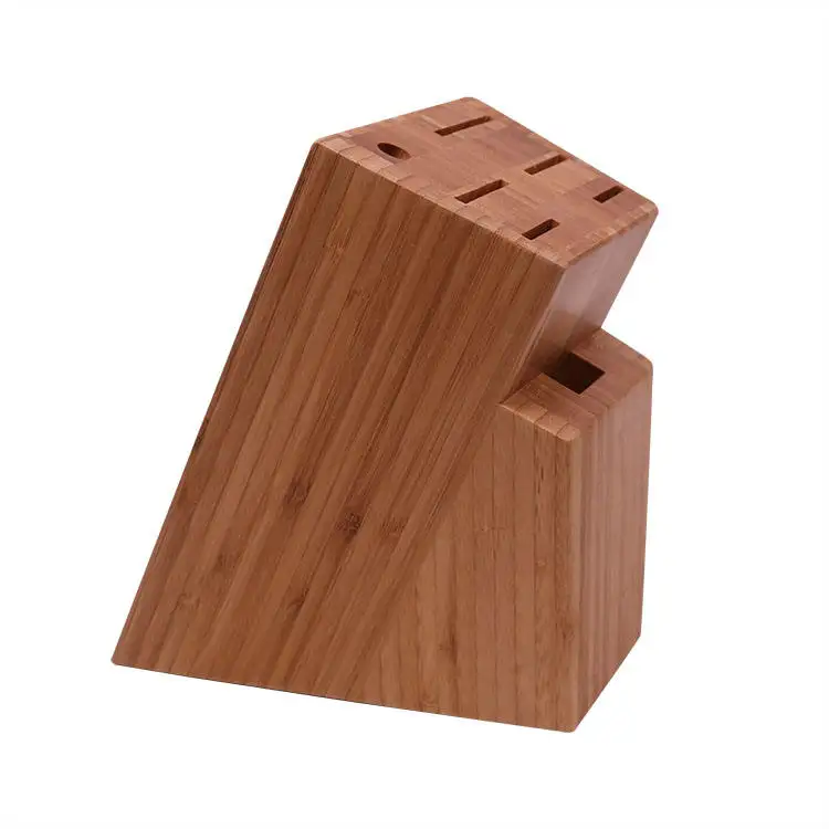 Fashion Modern Style Knives Block Bamboo Wood Kitchen Knife Holder Storage Rack Without Knives