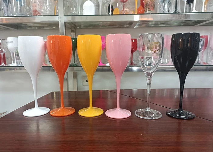 Factory sale custom Ice Imperial White Acrylic goblet Champagne flutes Glass