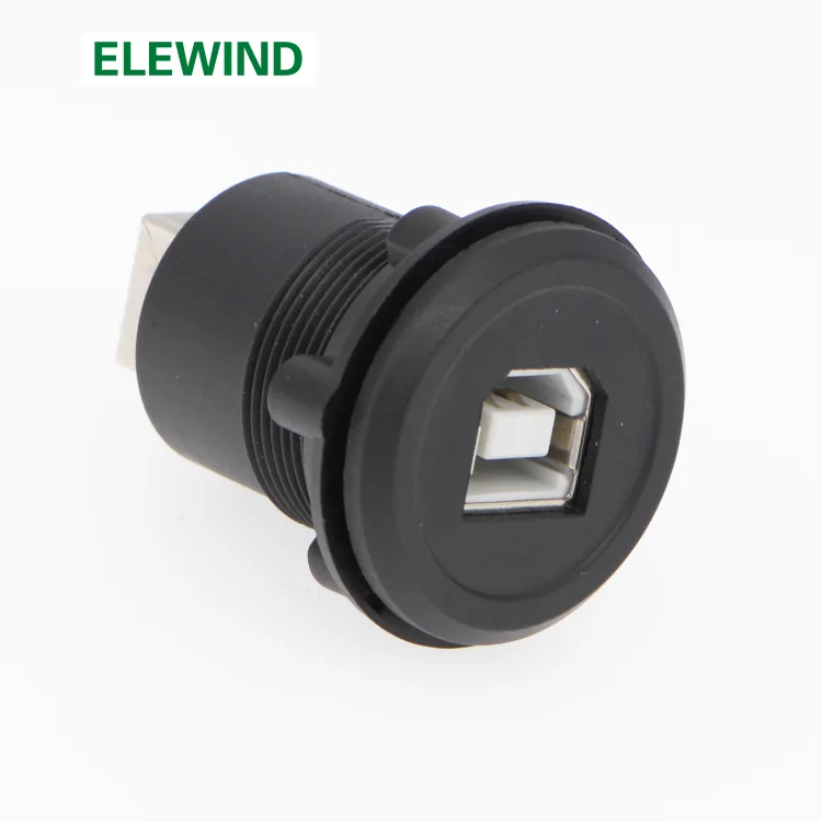 22mm Economy cheaper plastic type USB2.0 socket Female B to Female B Panel mount(Black surface or silver surface)