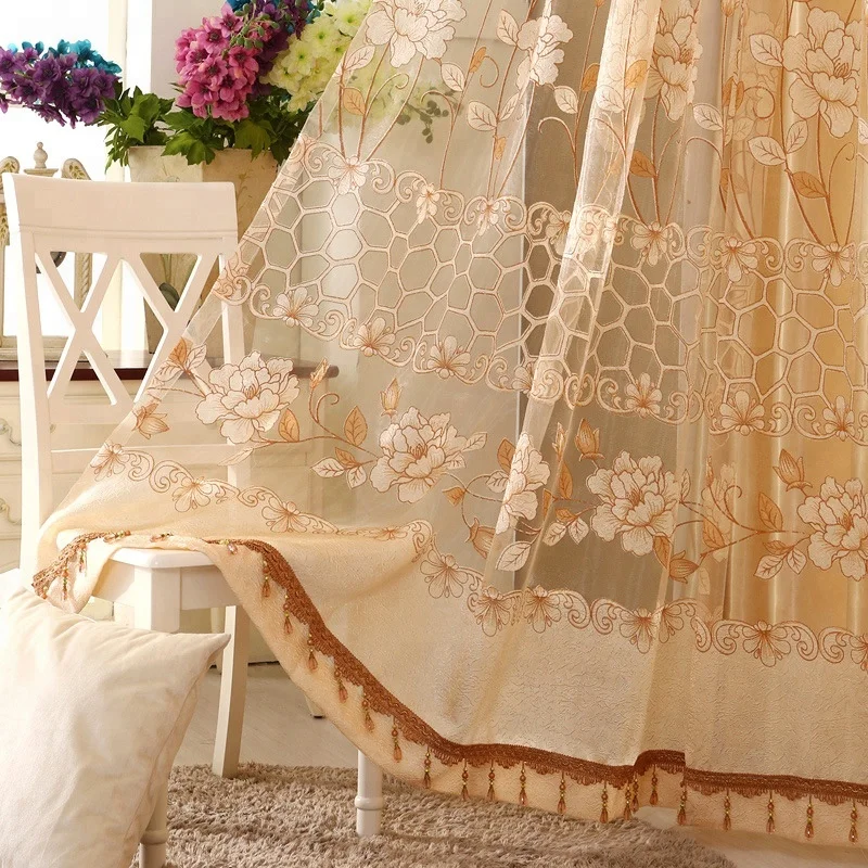 European Luxury Jacquard Window Curtains And Drapes For The Living Room Home With Sheers