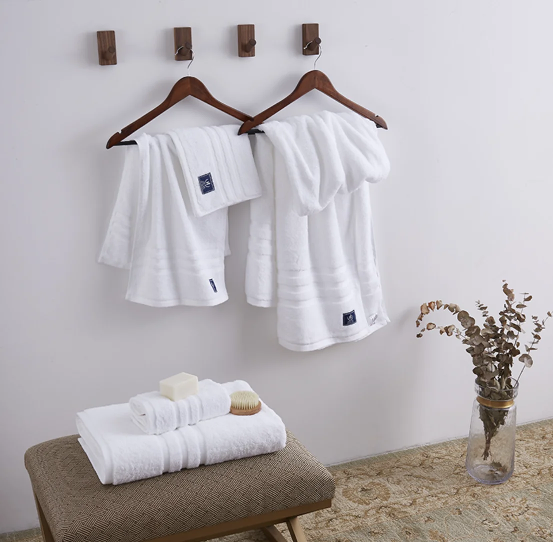 Hot sale Organic Cotton towel set Eco Friendly 3 pack bath and face towel White 100% Cotton hotel cotton towel