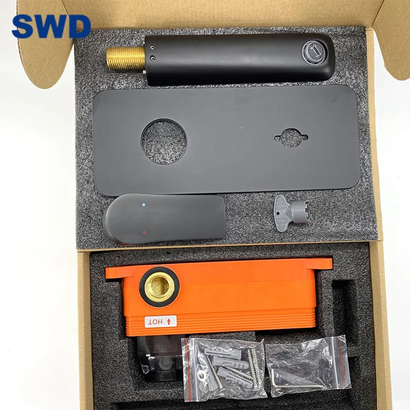 Best Price Watermark Black Brass Basin Faucet Mixer Tap Bathroom Tapware Matte Black Hot And Cold Water Tap