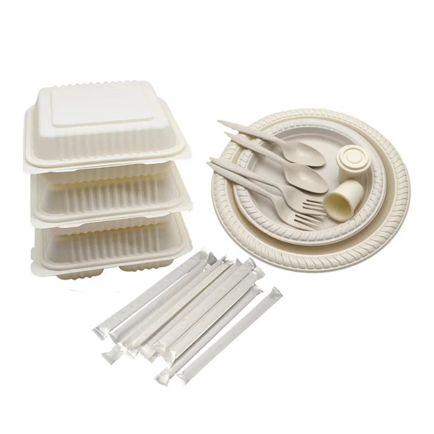 Disposable Tray Eco Friendly Microwavable Dish for Restaurant Biodegradable Round Food Plates