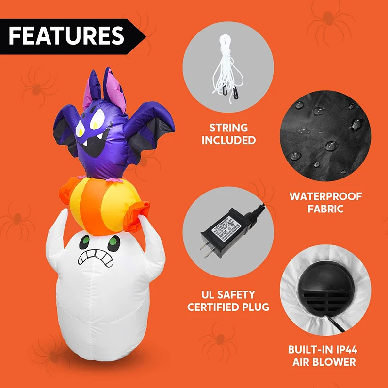 Custom Size Outdoor Advertising LED Blow Up Inflatable Ghost Seize Candy 5 FT Halloween Inflatable