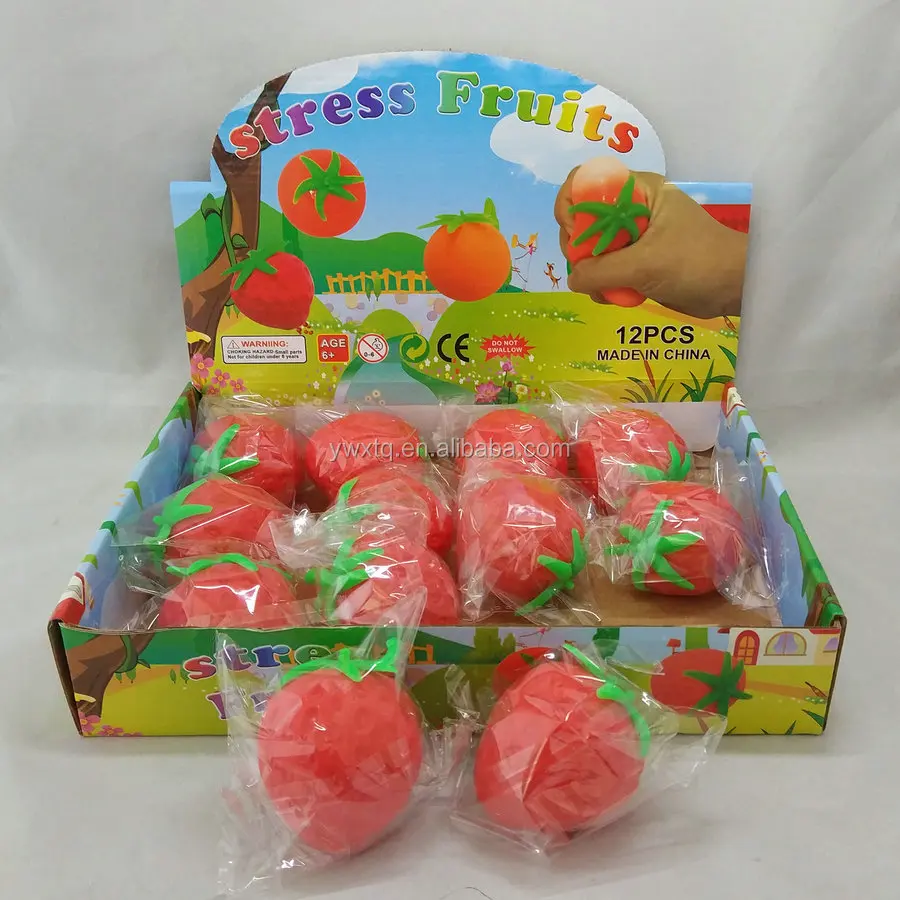 Factory Direct Sale TPR Plastic Squeeze Ball Strawberry Shape Stress Squishy Toy Stickly Ball