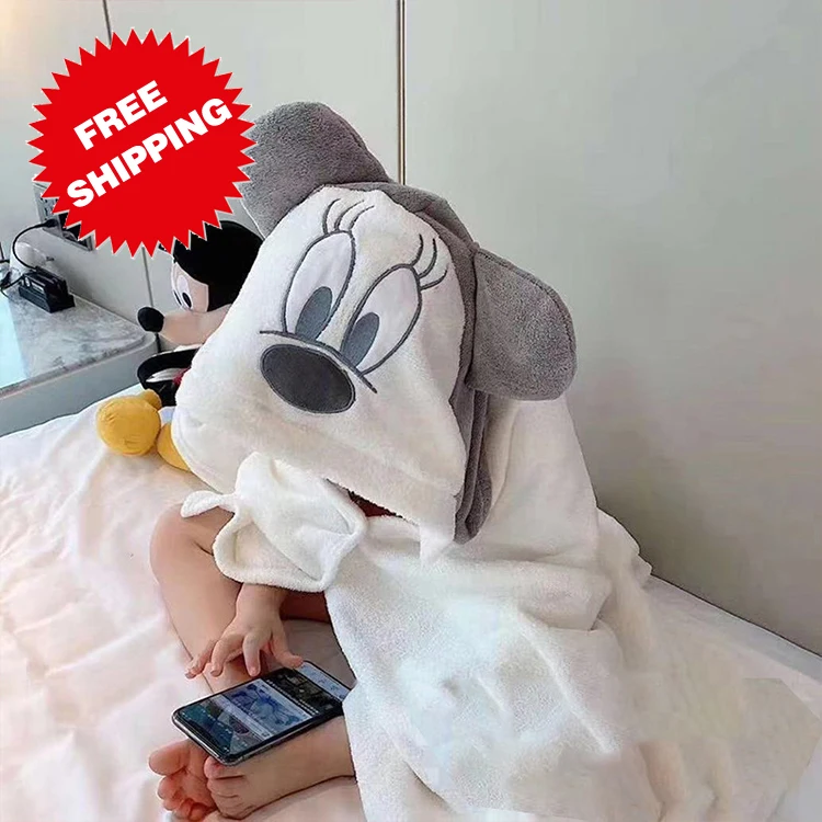  Lovely Coral Fleece Kids Towel With Cloak Portable Quick