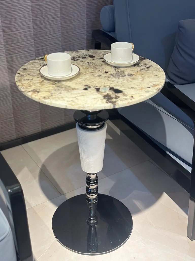 Creative Light Luxury Classical Coffee Table Pandora Natural Marble round Corner for Living Room Sofa Side Several