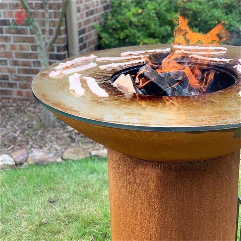 painted corten steel bbq plancha charcoal bbq grill barbecue