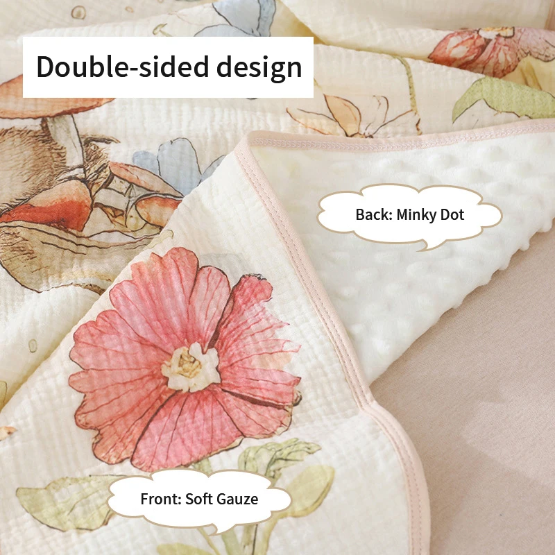 Animal bunny blue winter soft customized personalized design size gift thick blanket 100*110 gauze minky dot baby blanket