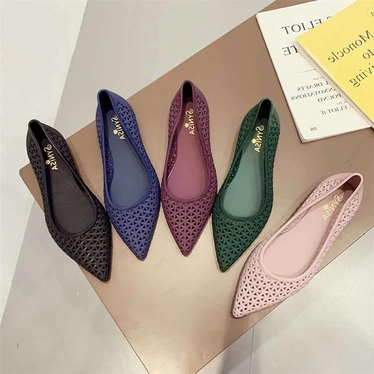 Cute colorful flat jelly sandals anti-slippery women jelly flat