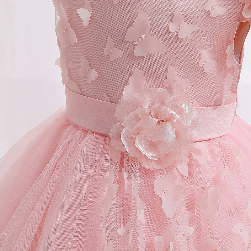 Baby Girls Birthday Party Christmas Dresses Flowers Tully Children Girl Party Dresses Flower Comunion Gown Knee Length Dress