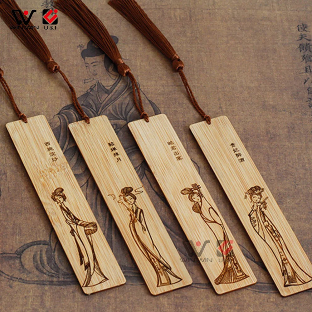 2022 New Fashion Handmade Customized Designs bamboo Wooden Hollow Out Bookmark for Crafts