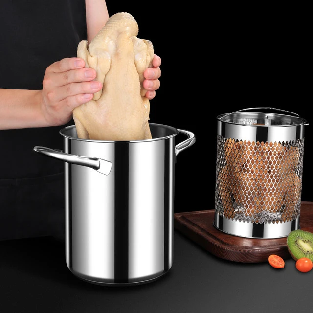 Кастрюля для фритюрницы Tempura из нержавеющей стали 304 набор кастрюль спаржи посуда Высокая кастрюля лапши с перфорированной корзиной