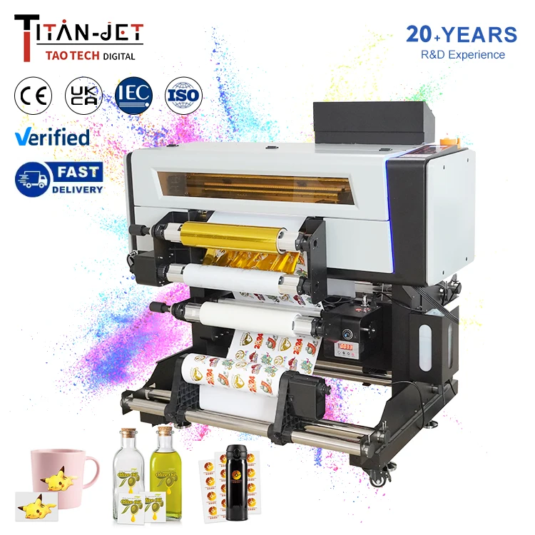 Titanjet UV DTF принтер A2 фольга dtf наклейка рулон в интеграции автоматический ламинатор foilprinter