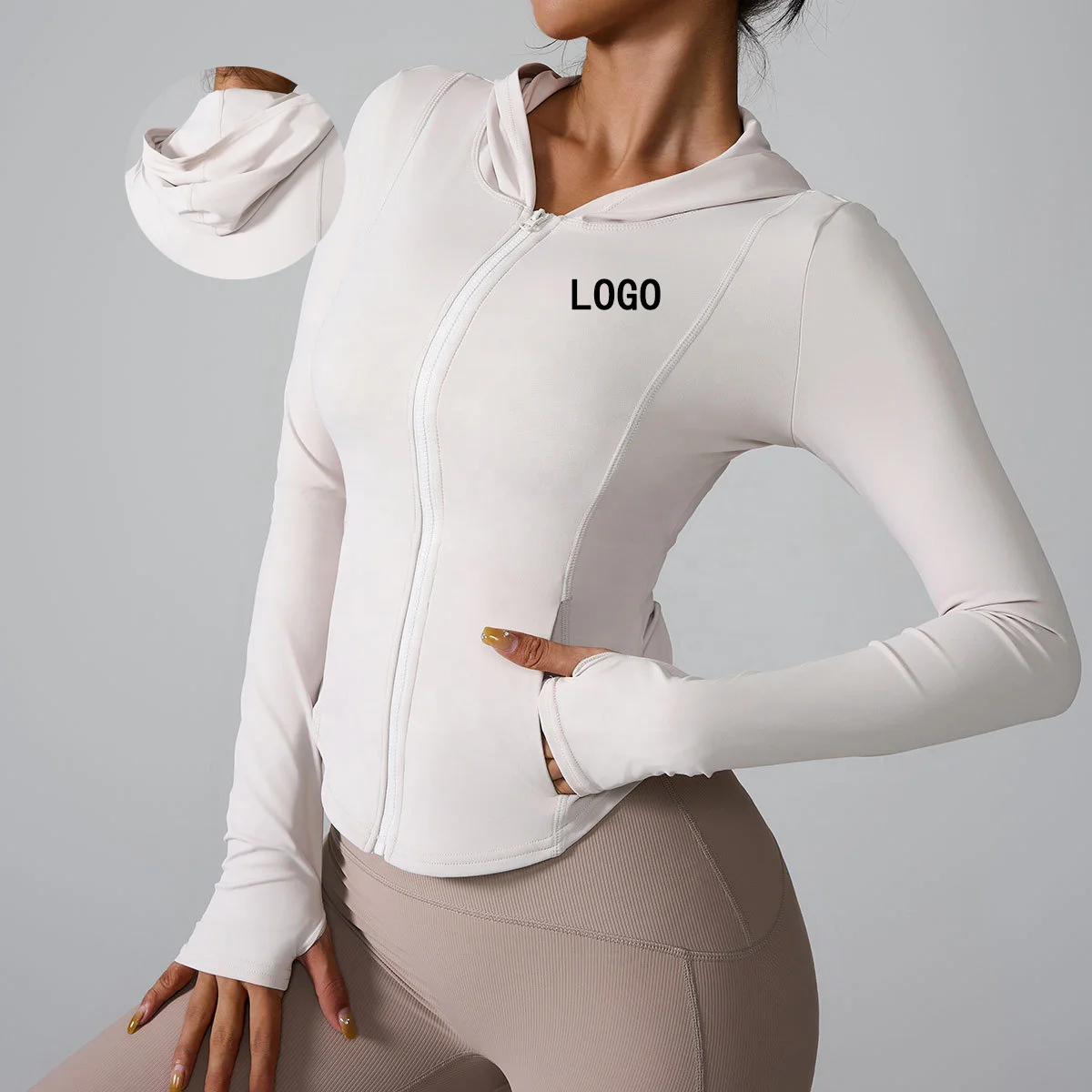 Custom Sports Tops Women With Hats Long Sleeve Yoga T-Shirt Fitness Trendy Tops For Women With Zipper Women Gym Tops