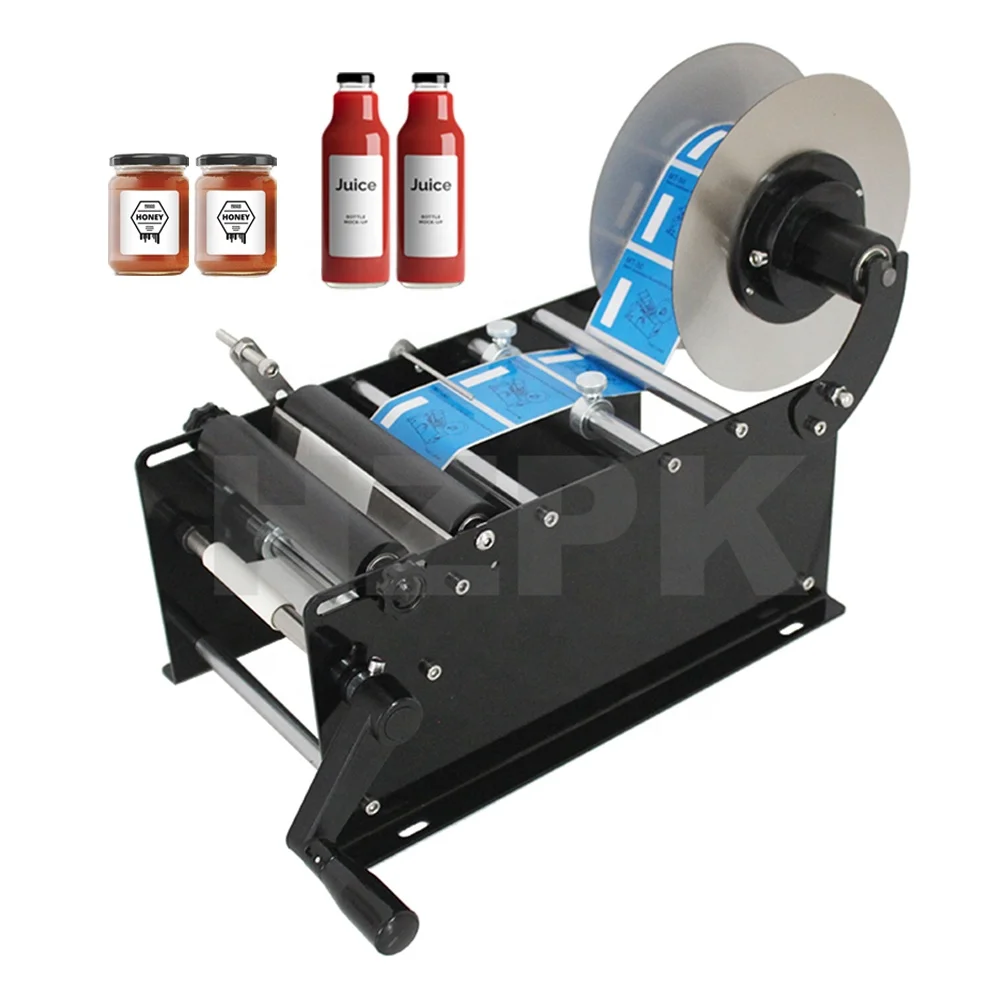 HZPK Tabletop Labeler Yogurt Labels Vitamin Small Manual Labeling Machine Round Jars Bottle