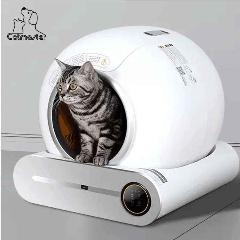 White Smart Self Cleaning Cat Litter Box Preventing Clamp Cat Automatic Cat Litter Box