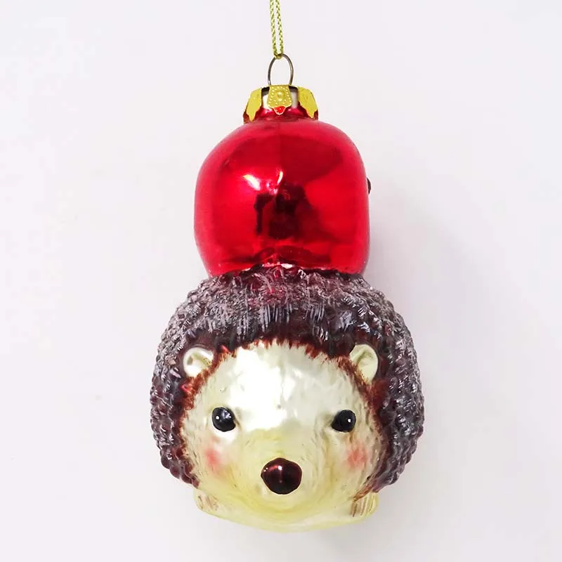 Factory wholesale personalized christmas decoration hedgehog pendant with apple back