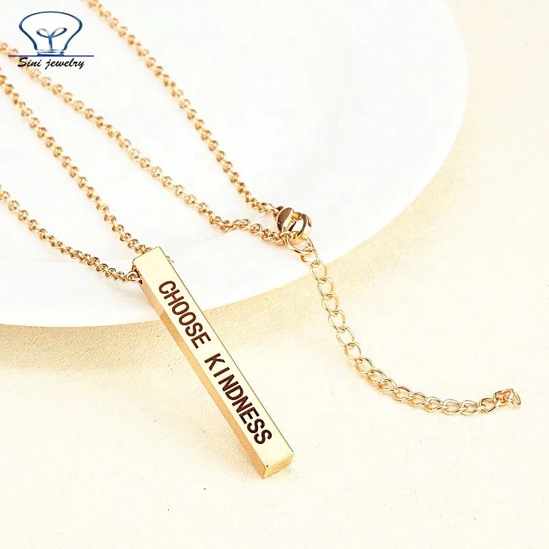 Sini Jewelry Personalized Nameplate Necklace Stainless Steel Customized engraved Logo Pendant Name 24K gold bar Necklace designs