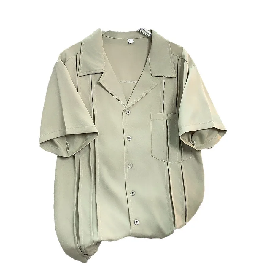 Casual Button Down Polyester Similar Linen Shirts Men Beach Short Sleeve Blouse Shirt Tops Custom LOGO Label