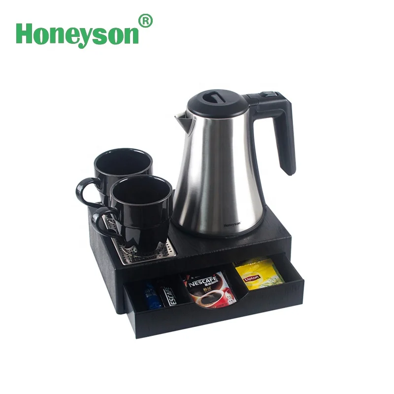 Factory 0.8L double designed cordless electric kettle drawer tray set hotel new model S/S 304