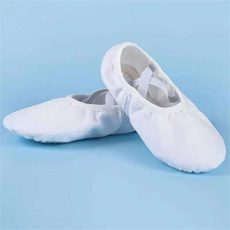 High quality Cheap Girls Women Genuine Leather Dance Stretch Canvas Ballet Shoes