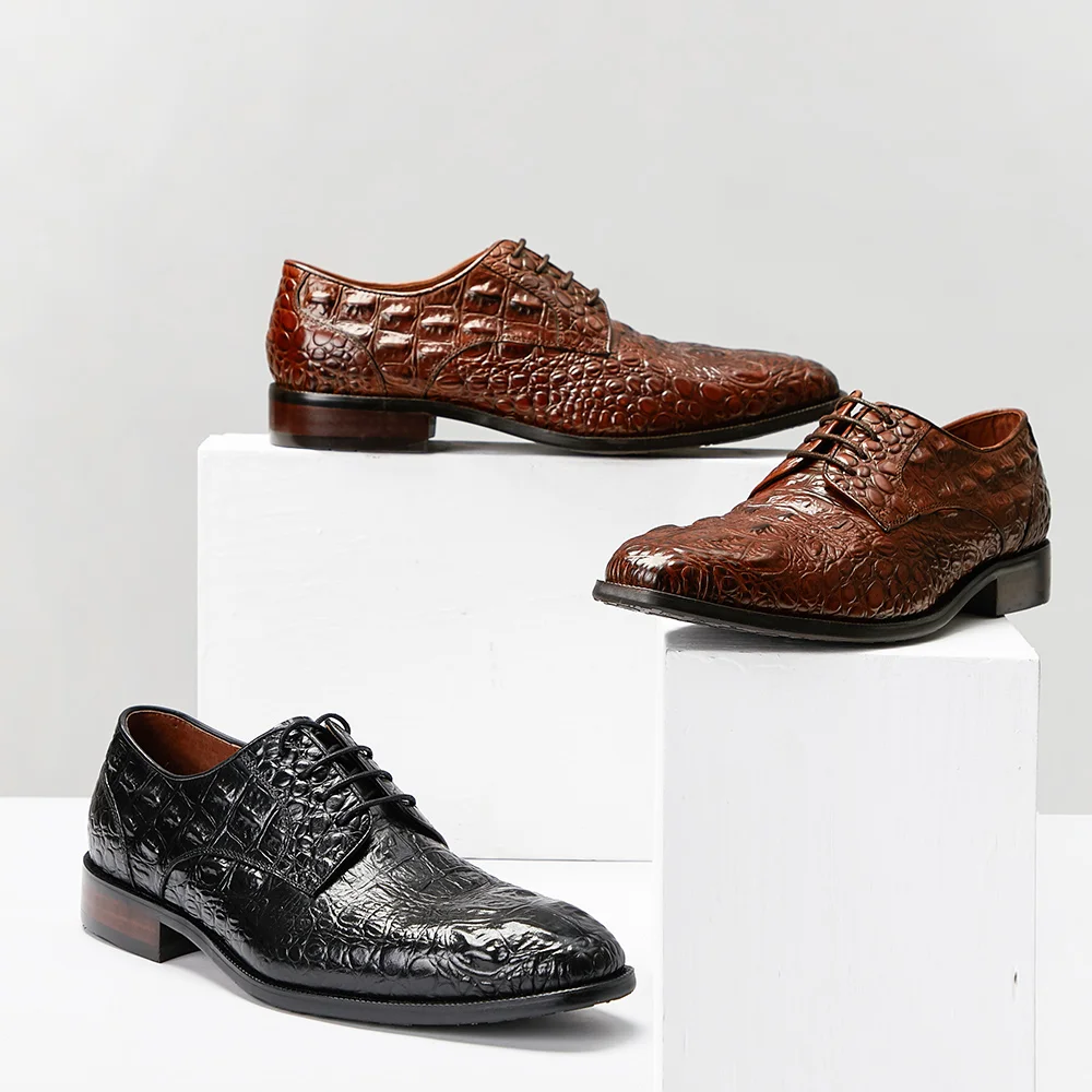 
new latest style crocodile pattern leather shoes fahion design and high quality business shoes low cut genuine leather shoes 