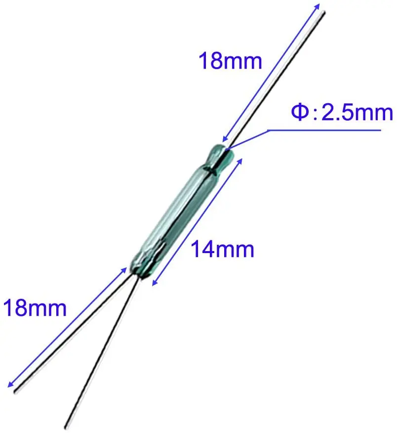 4W 3 Pin Reed Switch Reed Contact Normally Open N/O N/C SPDT, Glass Reed Relay Magnetic Induction Switch (2.5mm x 14mm)
