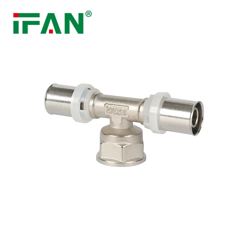IFAN Wholesale Brass Press Fitting 16-32mm Pex Pipe Fitting Female Tee Pex Press Fitting