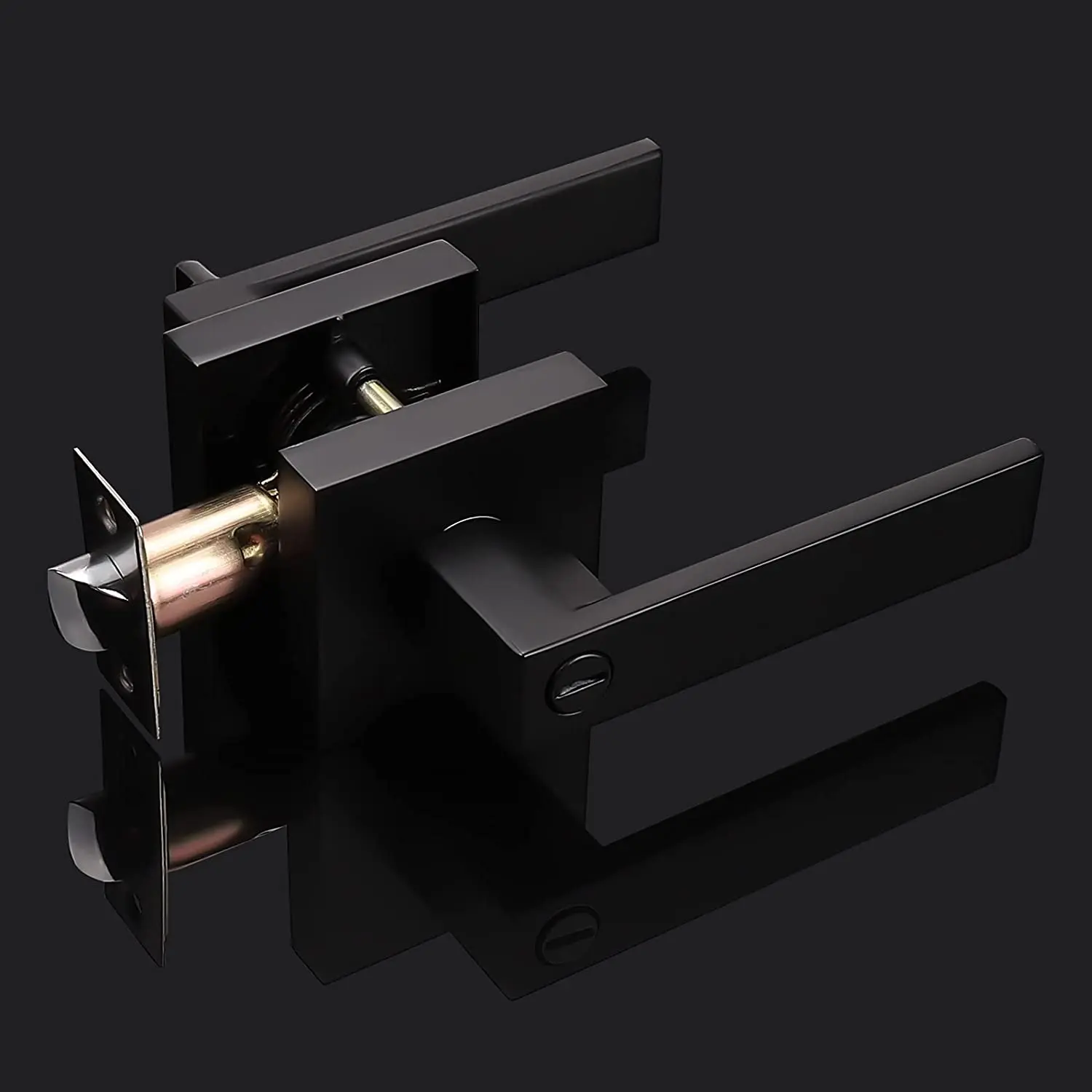 Цилиндрический дверной замок, верхняя защита для конфиденциальности, для спальни/интерьера/входа, дверная ручка матового черного цвета, рычажный замок