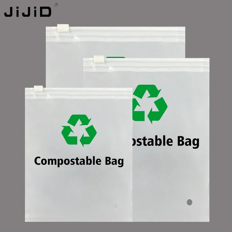 JIJID Ziplock Biodegradable Clothes Packaging Frosted Biodegradable Clothing Packaging Zipper Bag Transparent Ziplock Bags