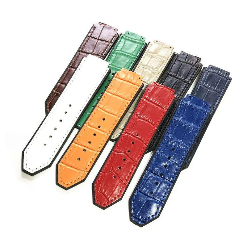 Watch accessories for HUBLOT Hublot strap bamboo leather side silicone bottom unisex outdoor sports breathable strap 25*19mm