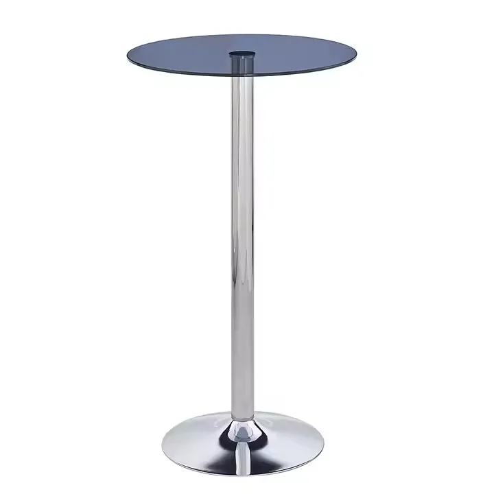 Simple Design Quality Sliver Metal Base Round Tempered Glass Coffee Table for Home Office