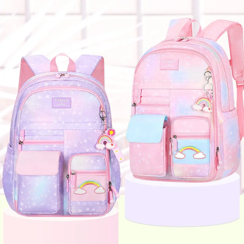 Amiqi MG-CHK01 2023New Design Wear-resistant School Bag Rainbow Pattern Backpack Custom Logo Student Backpack For Primary School