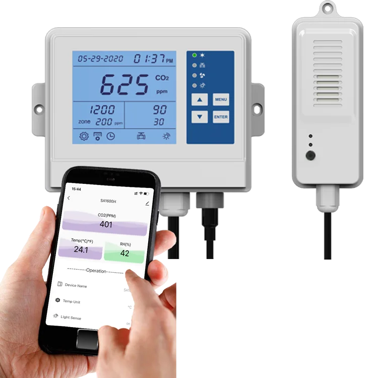 Tuya APP automated Indoor plant Hydroponics mushroom farm humidity Temp CO2 dehumidifier exhaust fan control CO2 PPM controller