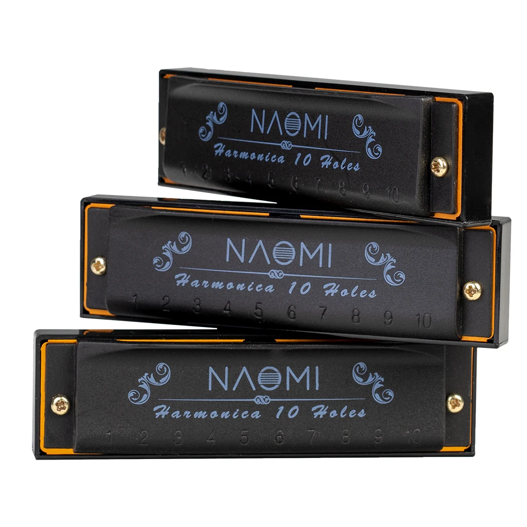 NAOMI Hoodoo Blues Harmonica 10 лунок 3-Pack с корпусом C D G Tone