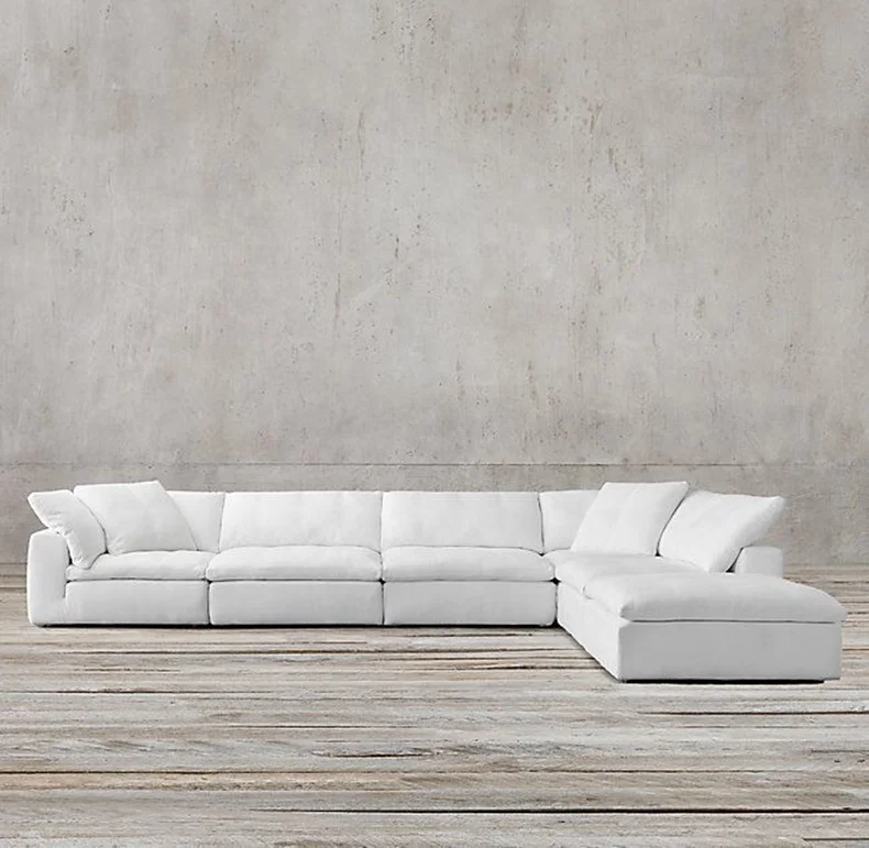 modern style seating room furniture fabric sofa set cloud couch sectional modular white big corner group sofa